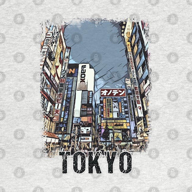 Tokio City Streets Vintage Travel Poster Series grunge edition 02 by Naumovski